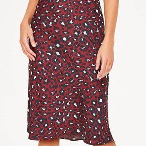 NWOT LOFT Silk Leopard Midi Skirt